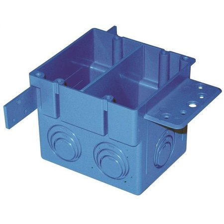 CARLON Electrical Box, 38 cu in, Outlet Box, 2 Gang, PVC, Square A238